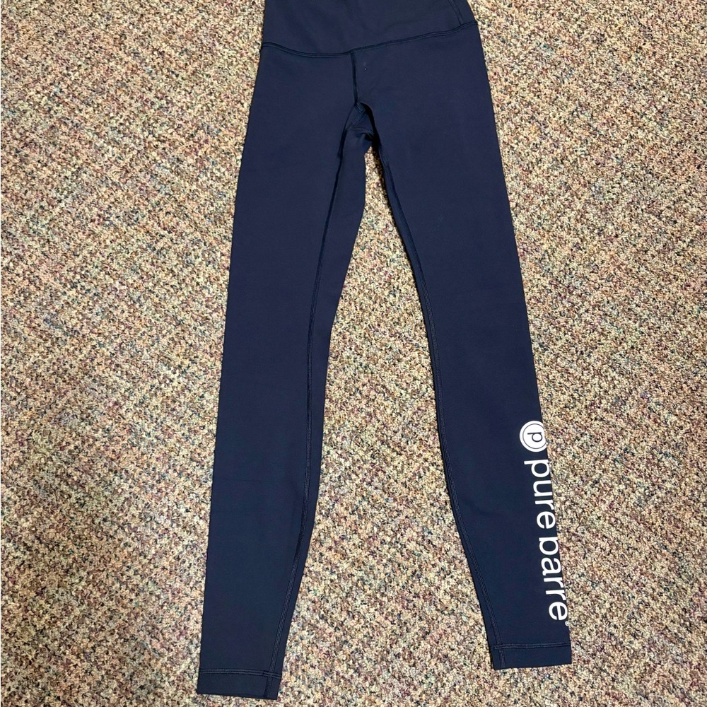 Lululemon- PURE BARRE logo  Black Leggings Size 2 - like brand new - Picture 3 of 8